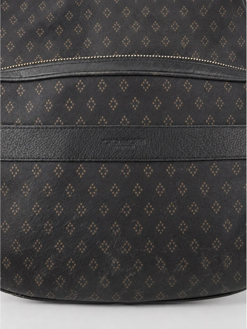Coach Men’s Navy Signature Coated Canvas Leather Backpack
